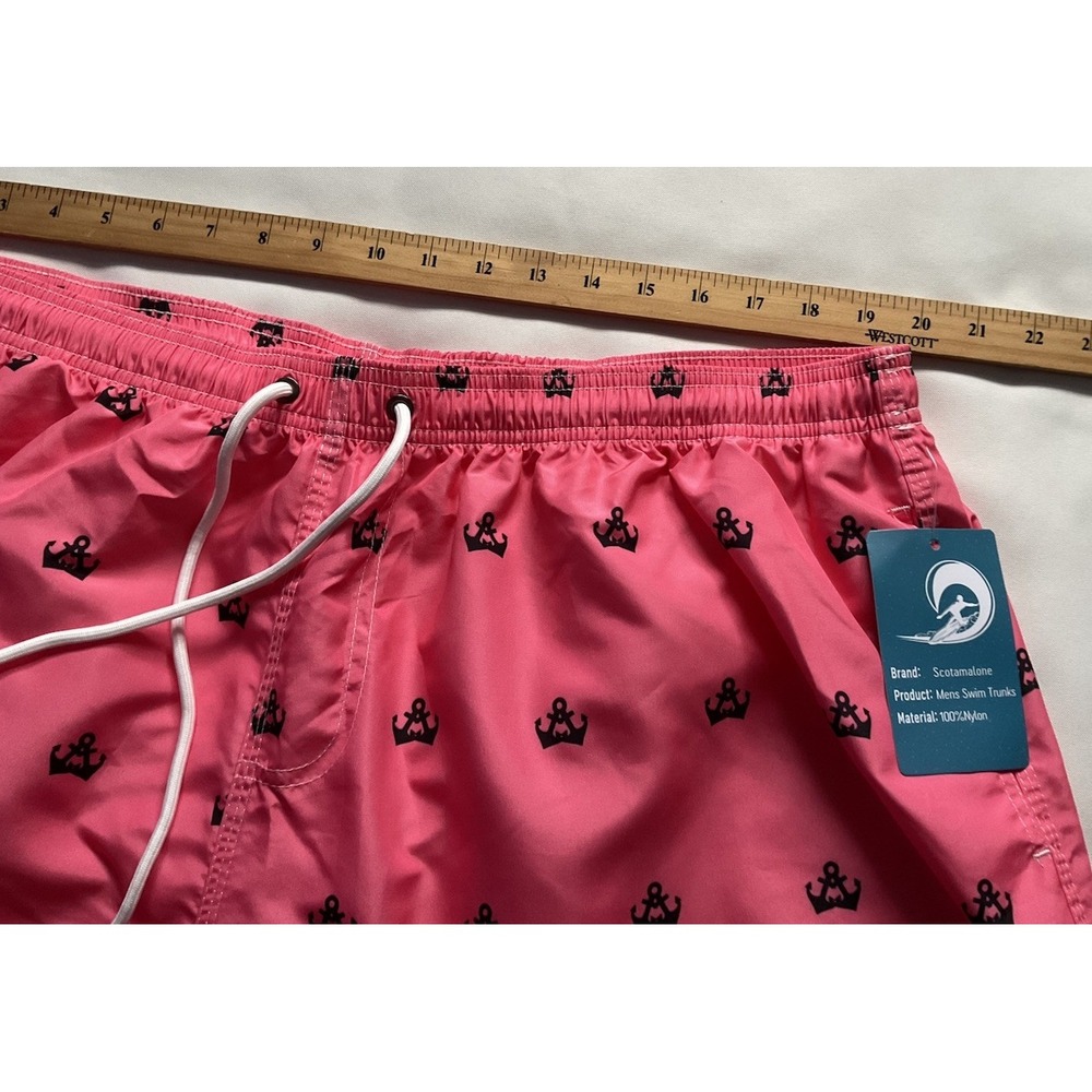 Scotamalone Men's Anchort Swim Trunks  Pink Black  Men's Lined Size XXXL - Picture 4 of 8